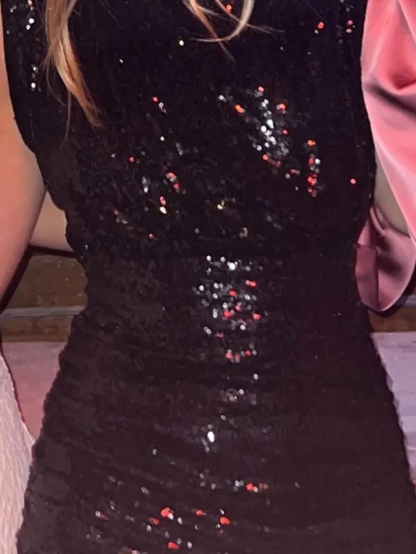 Black Mini Sequin Dress Xs - Image 2