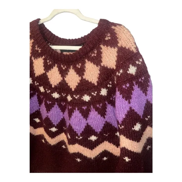 Vero Moda Womens Purple Filipa‎ Fair Isle Sweater, XL - Image 4