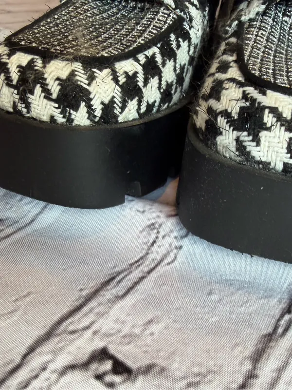 Betsey Johnson Y2K Chunky Platform Boot Houndstooth Black White Buckle Bratz 6.5 - Image 9