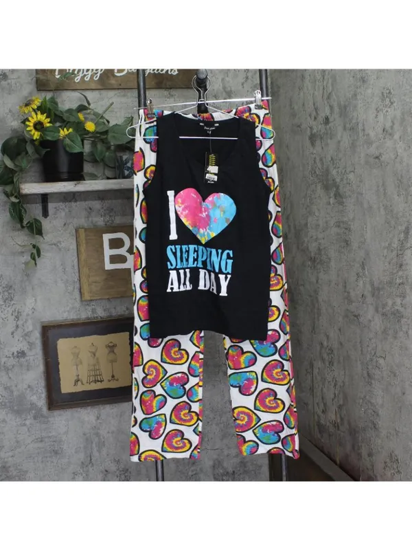 NWT Just Love 100% Cotton Sleepwear Pajama Set Top & Pants 92278961 Black M - Image 4