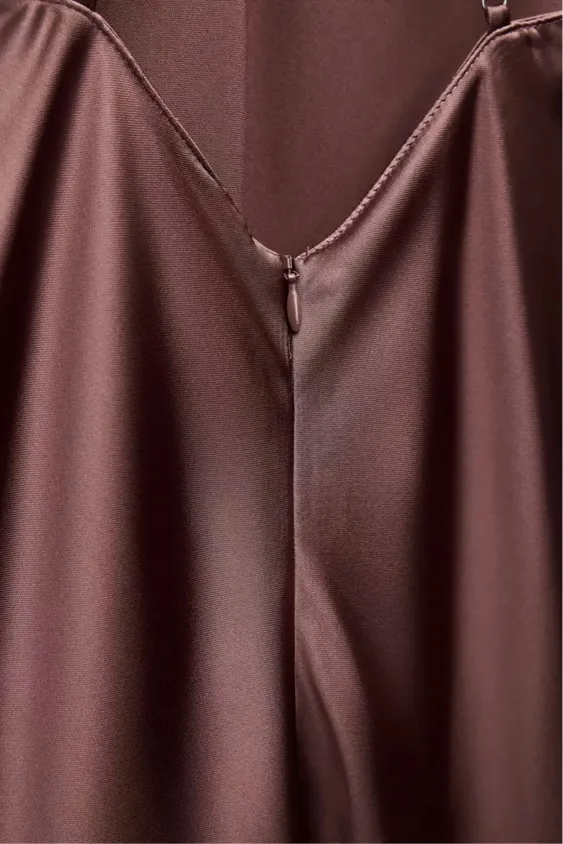 Zara dress midi maxi satin wedding lingerie chocolate brown party cocktail - Image 14