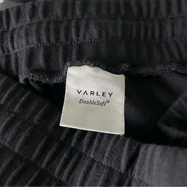 Varley DoubleSoft Knit Wide Leg 30" Track Sweat Pleated Pants Black Medium - Image 4