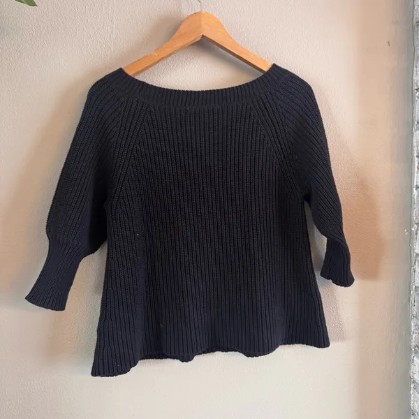 Alice + Olivia Black‎ Ribbed Scoop Neck Sweater - Image 2