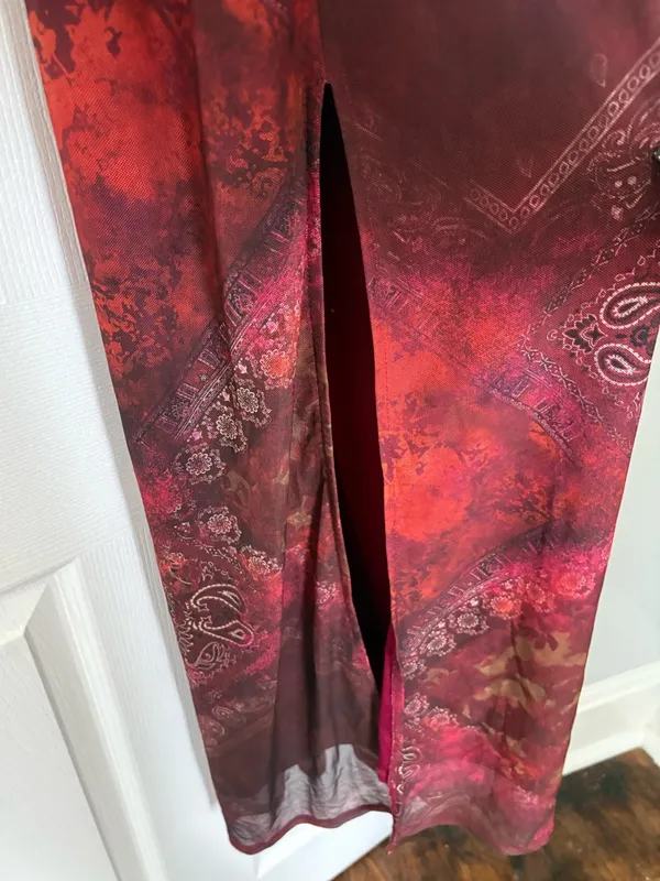CIDER Red Paisley Mesh Halter Maxi Dress XS Y2K - Image 7