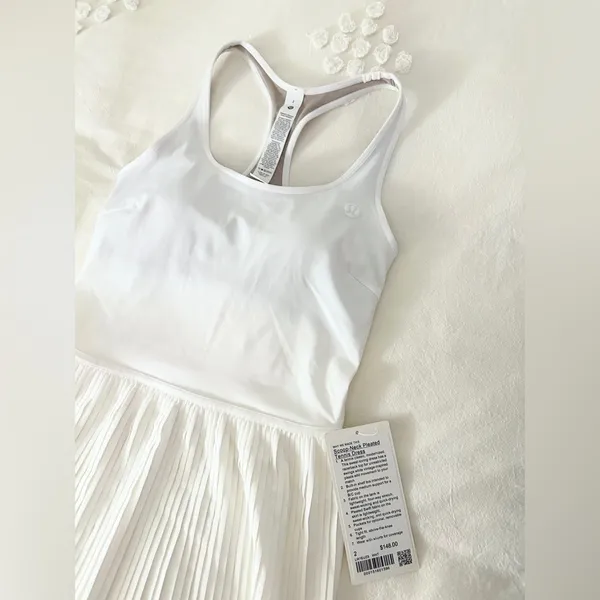 Lululemon NWT Scoop-Neck Pleated Linerless Tennis Dress - White - 2 - Image 9