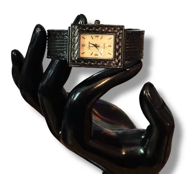 Narmi black quartz cuff watch - Image 2