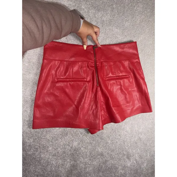 Alice + Olivia Red Vegan Leather Shorts Red SIZE 10 - Image 6