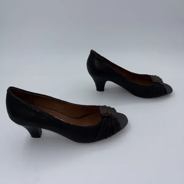 Jeffrey‎ Campbell Ibiza Lost Peep Toe Heels Black W Brown Accent Sz 9 - Image 3