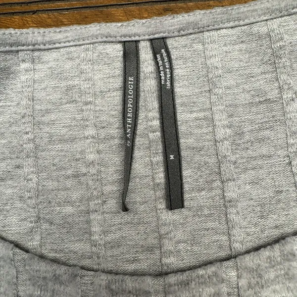 Anthropologie Ribbed Plush Knit Side Slit Thermal Tunic‎ Top Medium Gray Boho - Image 4