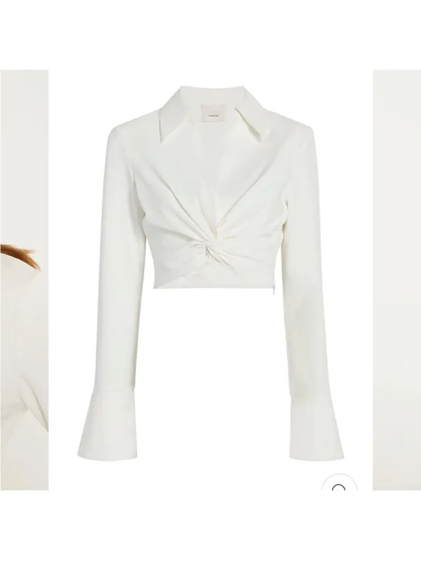 Cinq a Sept Cropped McKenna Twist Front Top Size XS in Ivory - Image 2