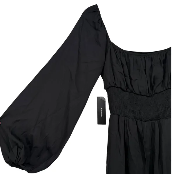 NWT‎ Lulus Long Sleeve Smocked Waist Midi Dress Black Size XS Babydoll Milkmaid - Image 13