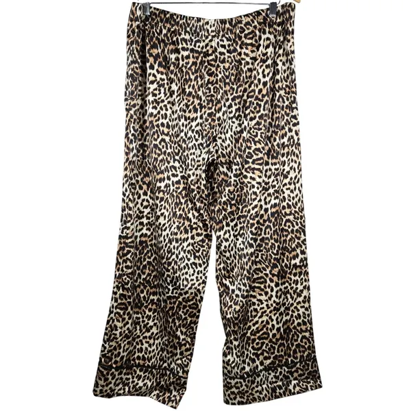 INC International Concepts Leopard Print Satin Pajama Set Brown Large NEW - Image 5