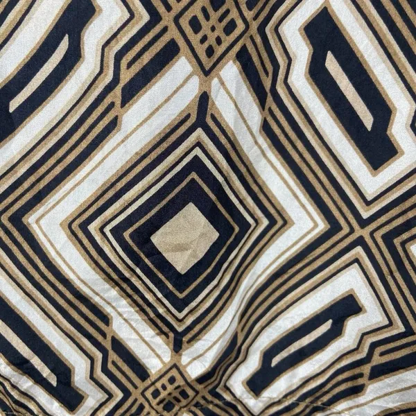 Geometric Print‎ Dress Short Sleeve V Neck Brown Black White Mini Retro Preppy - Image 3