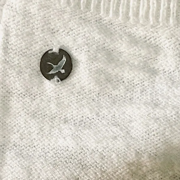 Eddie Bauer White Five Button Cardigan Sweater w/Two Front Pockets Sz M - Image 6