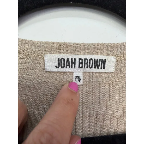 Joah Brown Ribbed Button Front Cardigan Crop Top One Size - Image 3