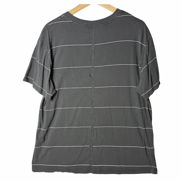 Lululemon All Yours Tee Black White Stripe Relaxed Fit Women’s size 10/12 - Image 2