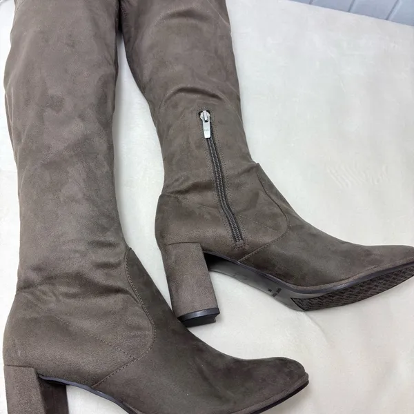 Marc Fisher‎ Over the Knee Boots Suede Taupe Size 8M - Image 6