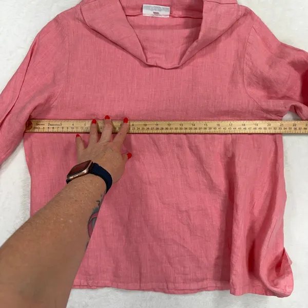 Bryn Walker XXS Etta Shirt Top Oversized Pink LINEN Cowl Neck Elbow Sleeve NEW - Image 10