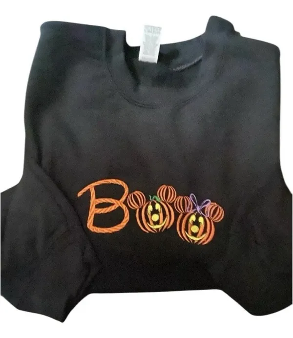 Halloween Boo Mickey pumpkins sweatshirt Black - Image 2