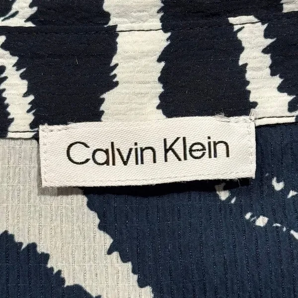 NEW Calvin Klein Top Zebra Y2K Animal Safari Coquette Button Up Blue White Large - Image 3