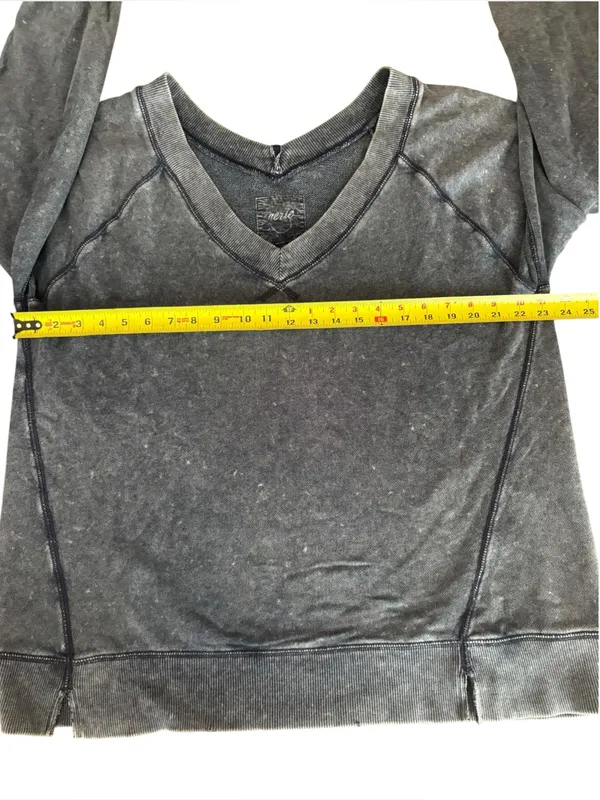 Aerie Downtime V neck Sweatshirt Navy Womens Medium Loungewear Oversize - Image 7