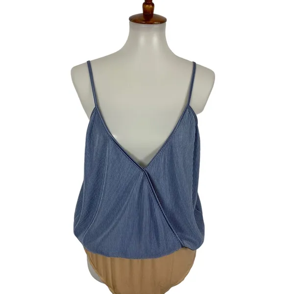 Wayf Womens Bodysuit XL Blue Sleeveless Surplice V-Neck Pleated Clubwear Y2K - Image 3