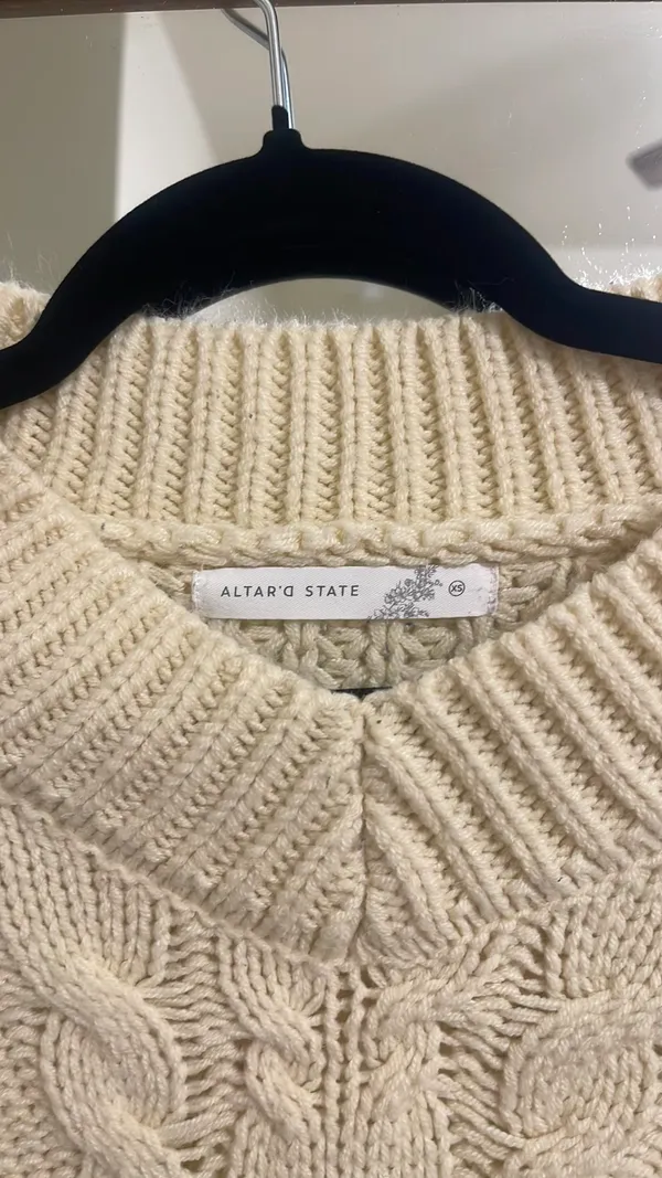 Altar'd State Cream Top Crop Knit Sleeveless - Image 2