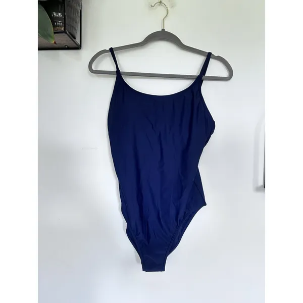 NWT Quince Deep Navy Blue Italian Cami One-Piece Swimsuit Large - Image 3