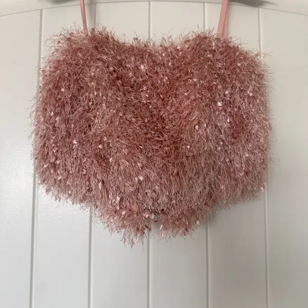 Olive Tree NEW Fluffy Blush Pink Y2K Fairycore Bandeau Top ✨🩰 Soft Shaggy Tube Top – Size S - Image 2