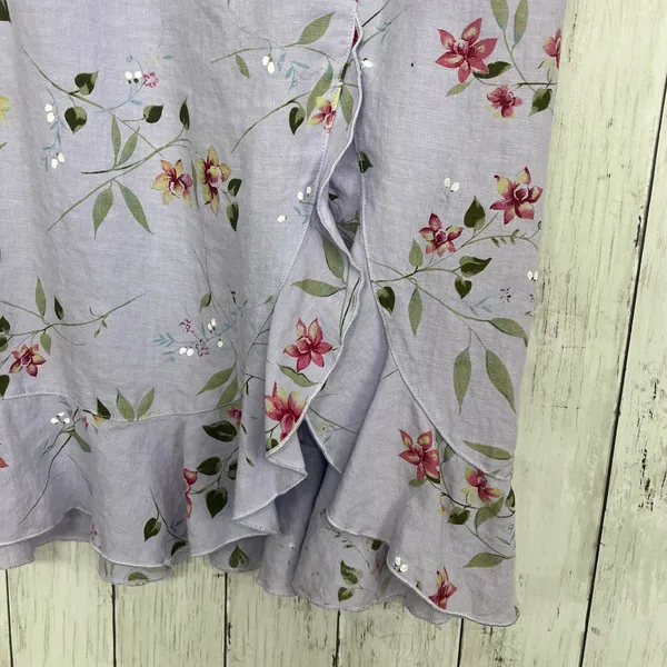 Two Star Dog Purple 100% Linen Floral Midi Skirt Medium Made in USA Cottagecore - Image 3