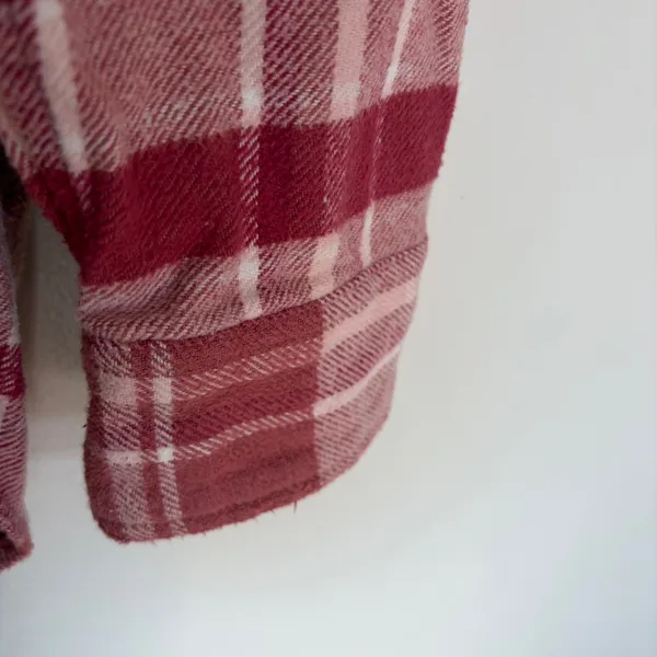 Aerie‎ Womens Red Pink Plaid Flannel Button Down Shirt Oversized Medium - Image 10
