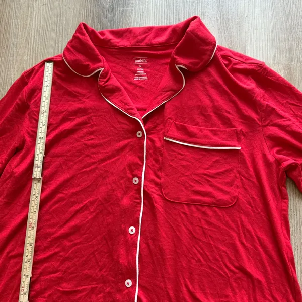 Auden Womens Red Button Down Long Sleeve Sleep Shirt Nightgown Size M NWT - Image 6