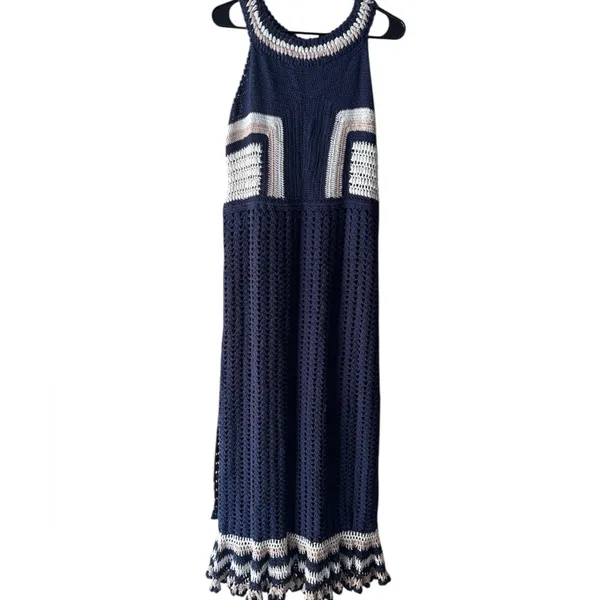Cleobella Navy and Cream Midi Dress - Image 8