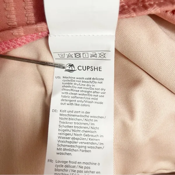 NWT Cupshe Textured Plunge One Piece Swimsuit Pink Size M Ribbed Bathing Suit - Image 13