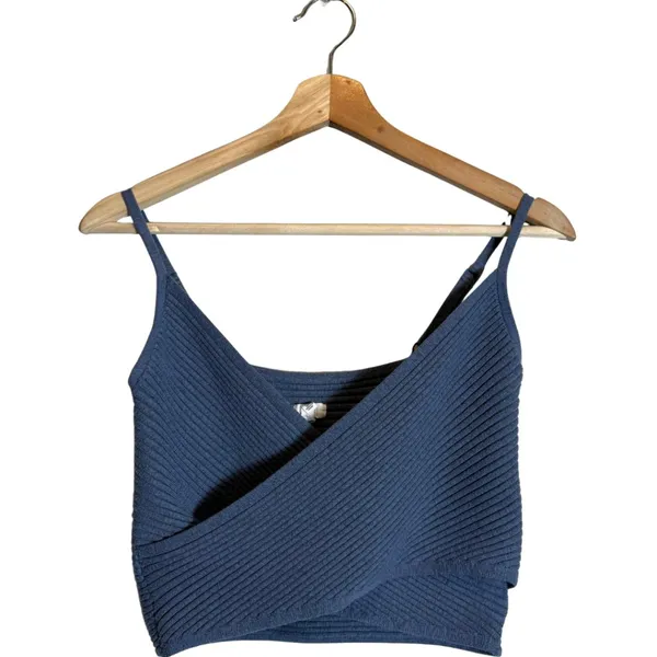 Aerie Cross Front Sweater Tank Top Women's Medium Marbled Blue Summer Going Out - Image 3