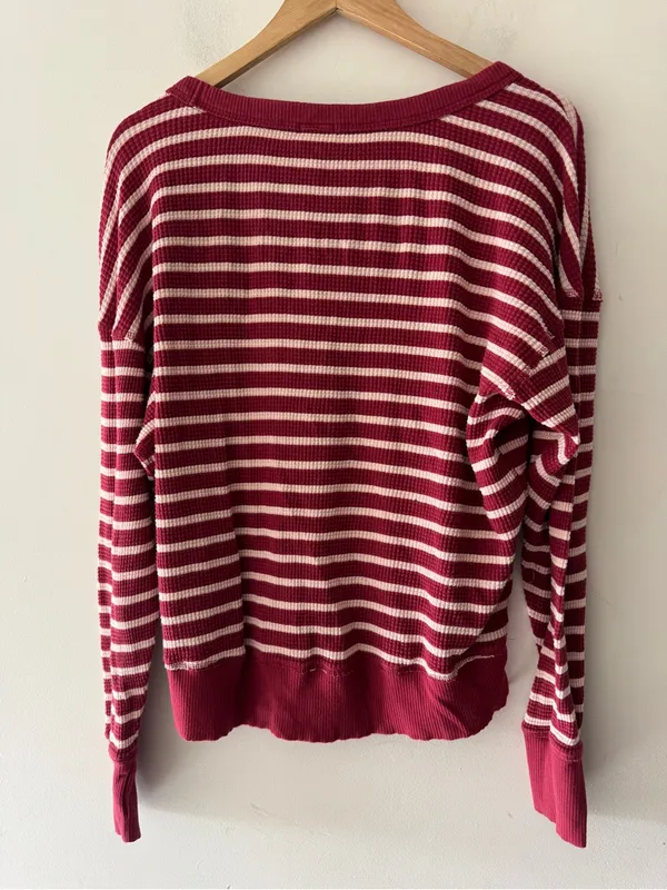 Aerie Offline Oversized‎ Waffle Knit Stripe Pullover - Image 3