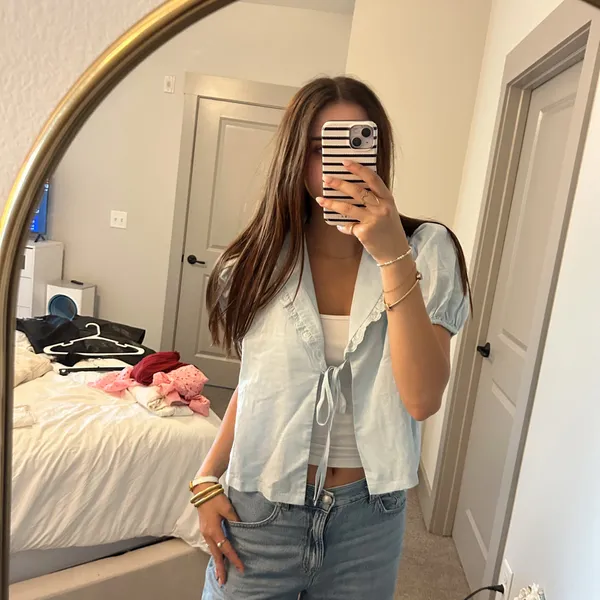 Mabel Puff Sleeve Tie Top - Image 2