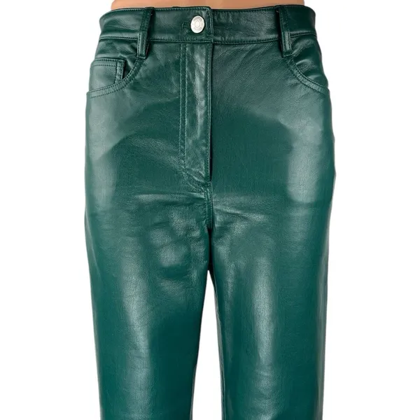 Aritzia Wilfred The Melina Faux Leather Green Women's Straight Casual Pants 4 - Image 4