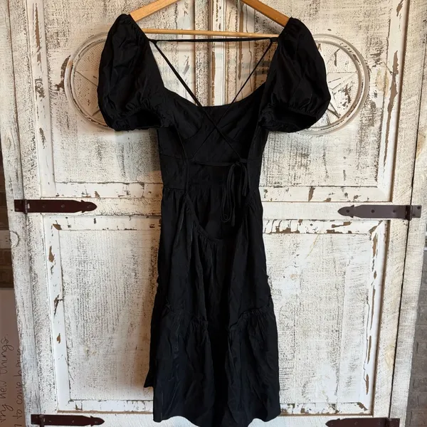 SHEIN Black Sweetheart Puff Sleeve Mini Sundress - Image 2