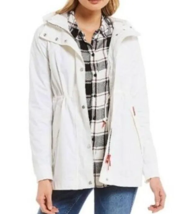 HUNTER Original Smock Cotton Rain Jacket Coat White Small - Image 3