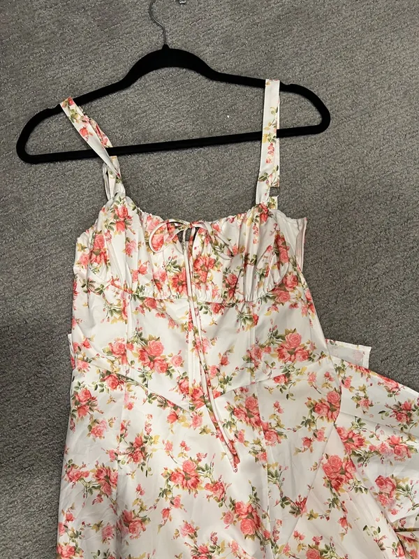 NWT Amazon Summer Corset Dress Floral Midi Dress with Pink Blossoms - Image 3