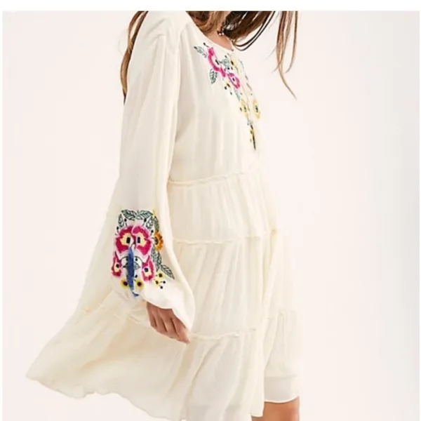 Free People Spell on You Embroidered Keyhole Dress Floral size XS - Image 3