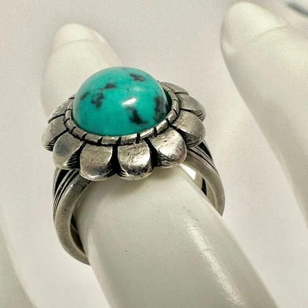 Premier Designs silver tone and turquoise blue Cabo ring - Image 2