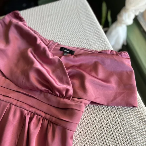 Lulus Always Celebrating Mauve Pink Satin Off-the-Shoulder Mini Dress Size M - Image 6