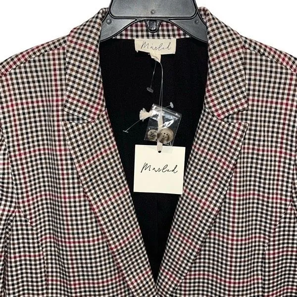 Marled Womens Notched Lapel One Button Lined Blazer‎ Jacket Multicolor XL NWT Brown - Image 2