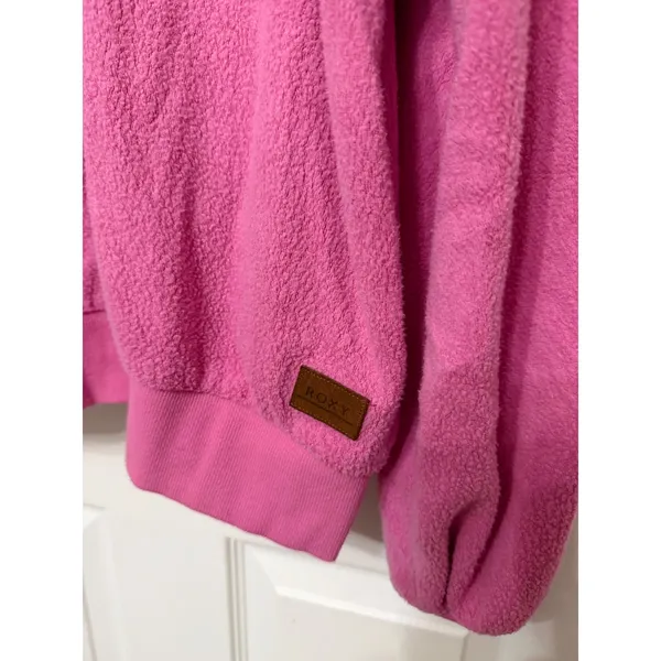 Roxy Womens Pink Quarter Zip Fleece Hoodie Sweatshirt Size‎ Large ERJFT04561 - Image 2