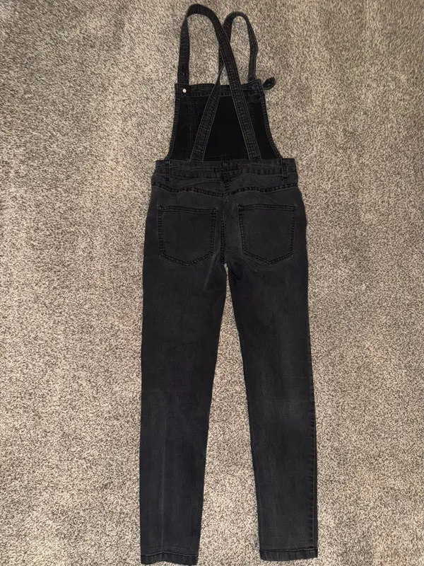 Free People Women's Black Denim Overalls - Image 2