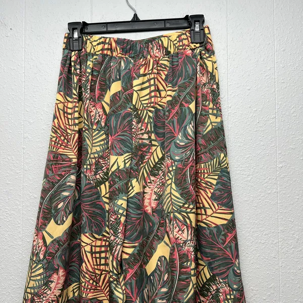 Pull On Wide Leg Cropped Floral Pants Womens Small Beachy Boho Tropical - Image 8