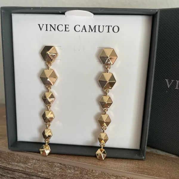 Vince Camuto Gold Pyramid Drop Earrings - Image 2