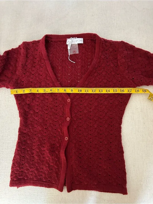 Petal & Pup delicate pointelle knit design Cardigan Sweater, Rust, Small, NWT - Image 7